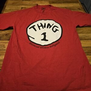 Universal Studios Dr Seuss Thing 1 Emblem Mens Medium Red T-Shirt